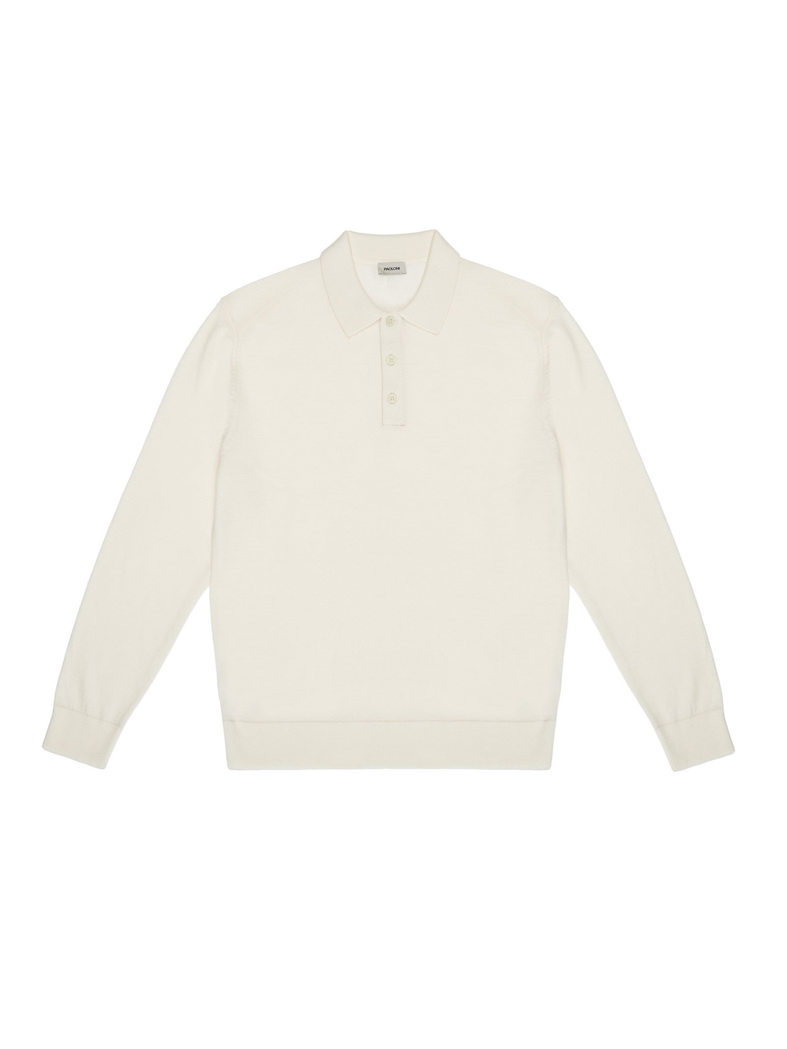 Polo manica lunga rasato pura lana merinos 3XL / BIANCO