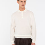 Polo manica lunga rasato pura lana merinos 3XL / BIANCO