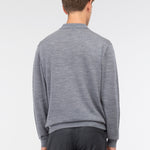 Polo manica lunga rasato pura lana merinos 3XL / GRIGIO