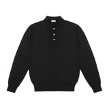 Polo manica lunga rasato pura lana merinos 3XL / NERO
