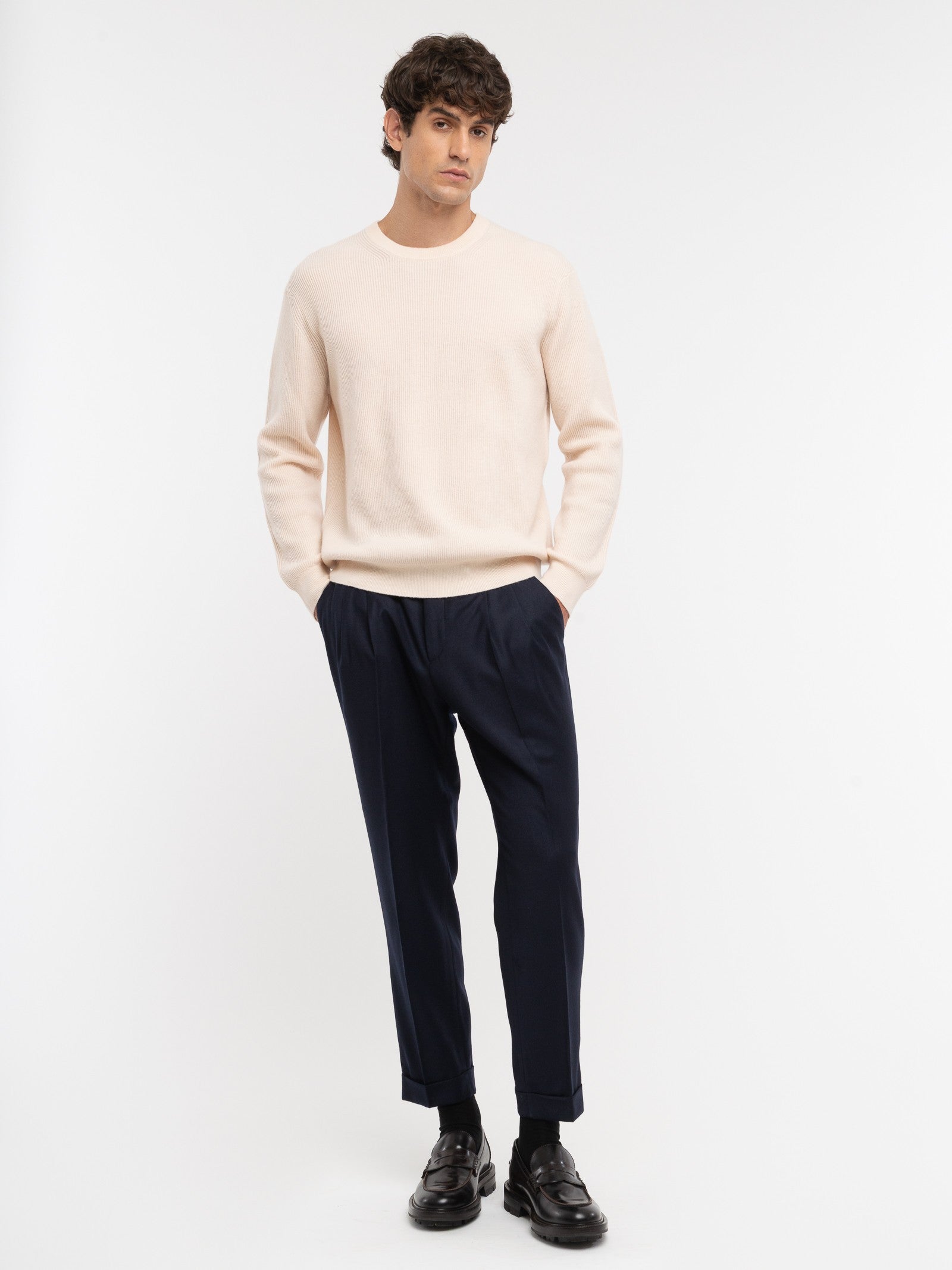 Maglione girocollo in pura lana 3XL / BIANCO