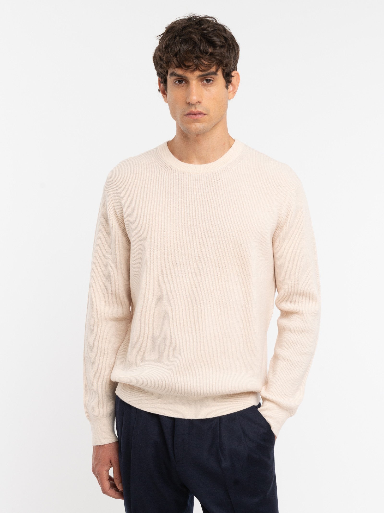 Maglione girocollo in pura lana 3XL / BIANCO