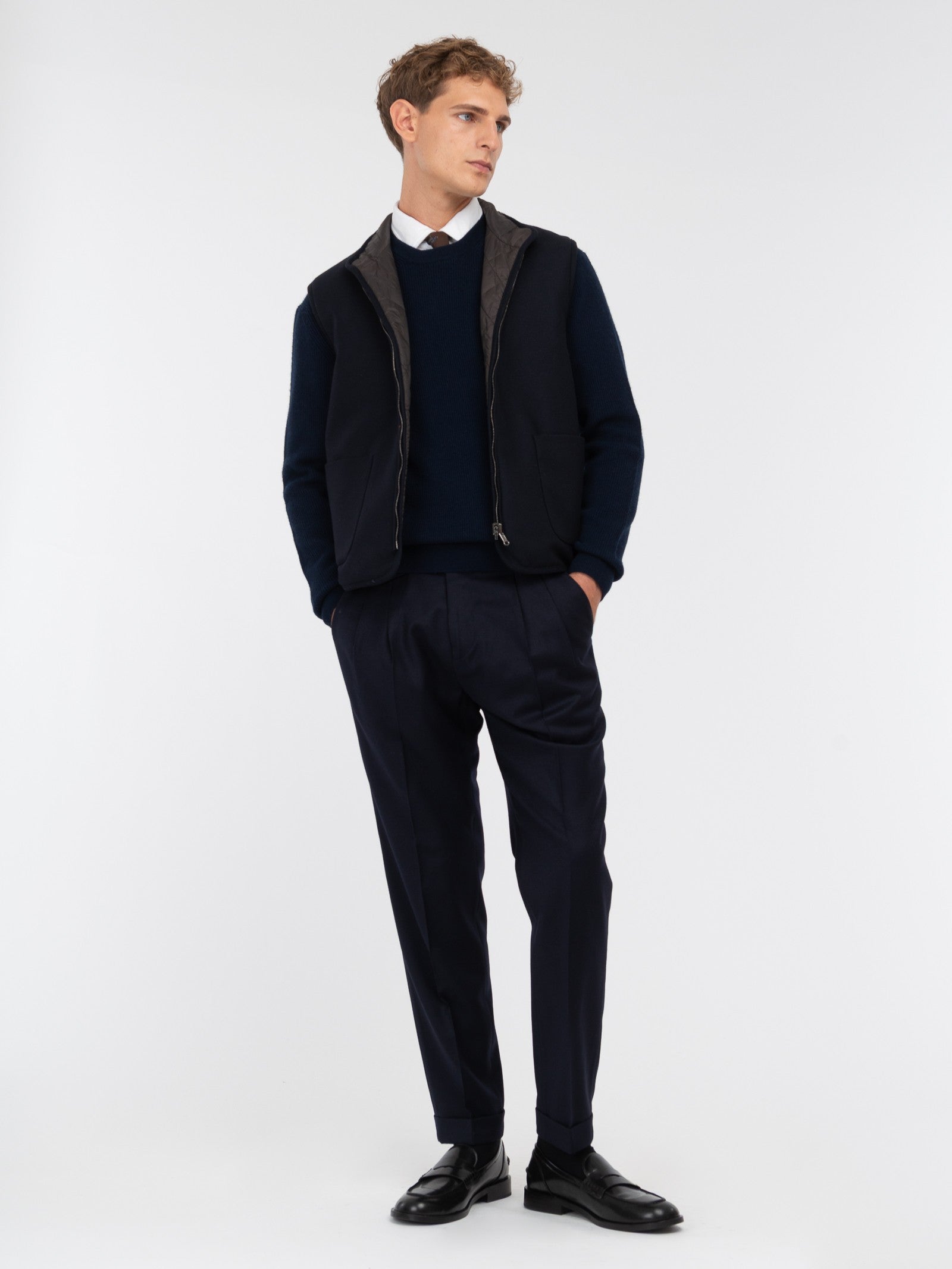 Maglione girocollo in pura lana 3XL / BLU