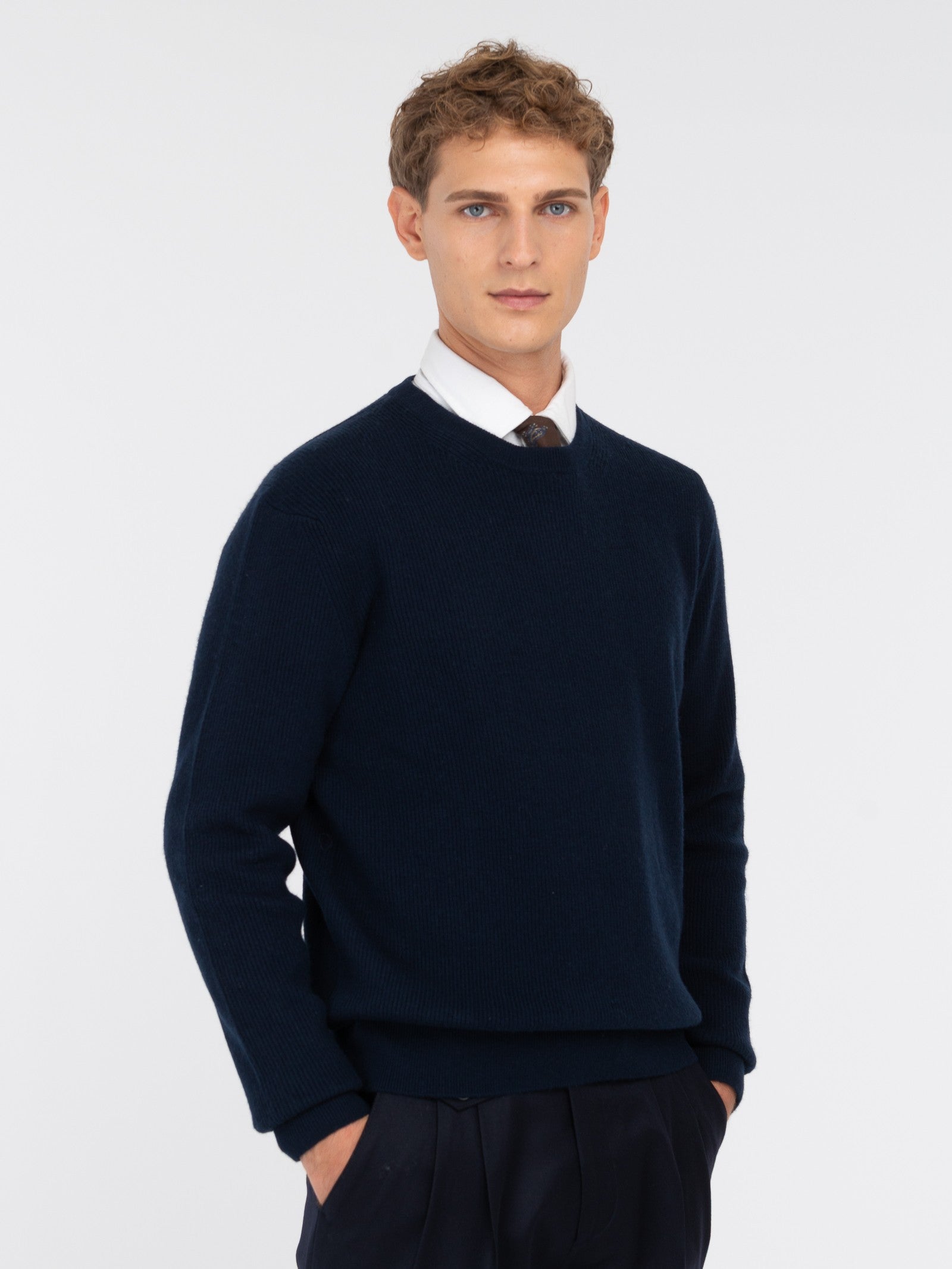 Maglione girocollo in pura lana 3XL / BLU