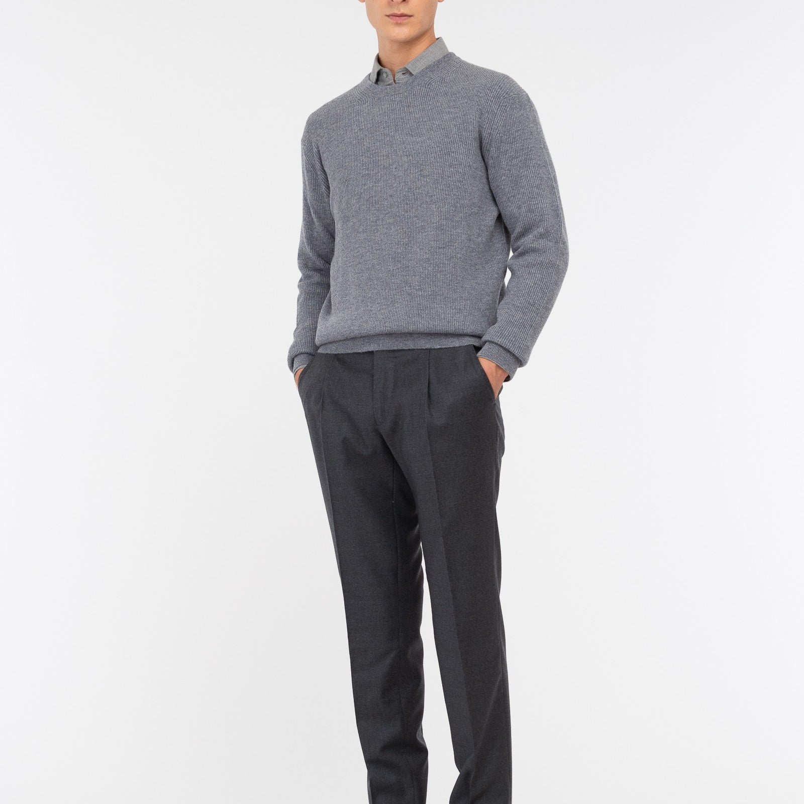 Maglione girocollo in pura lana 3XL / GRIGIO