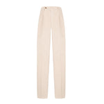 Pantalone pinces gabardina di cotone stretch 44 / BEIGE