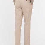 Pantalone pinces gabardina di cotone stretch 44 / BEIGE