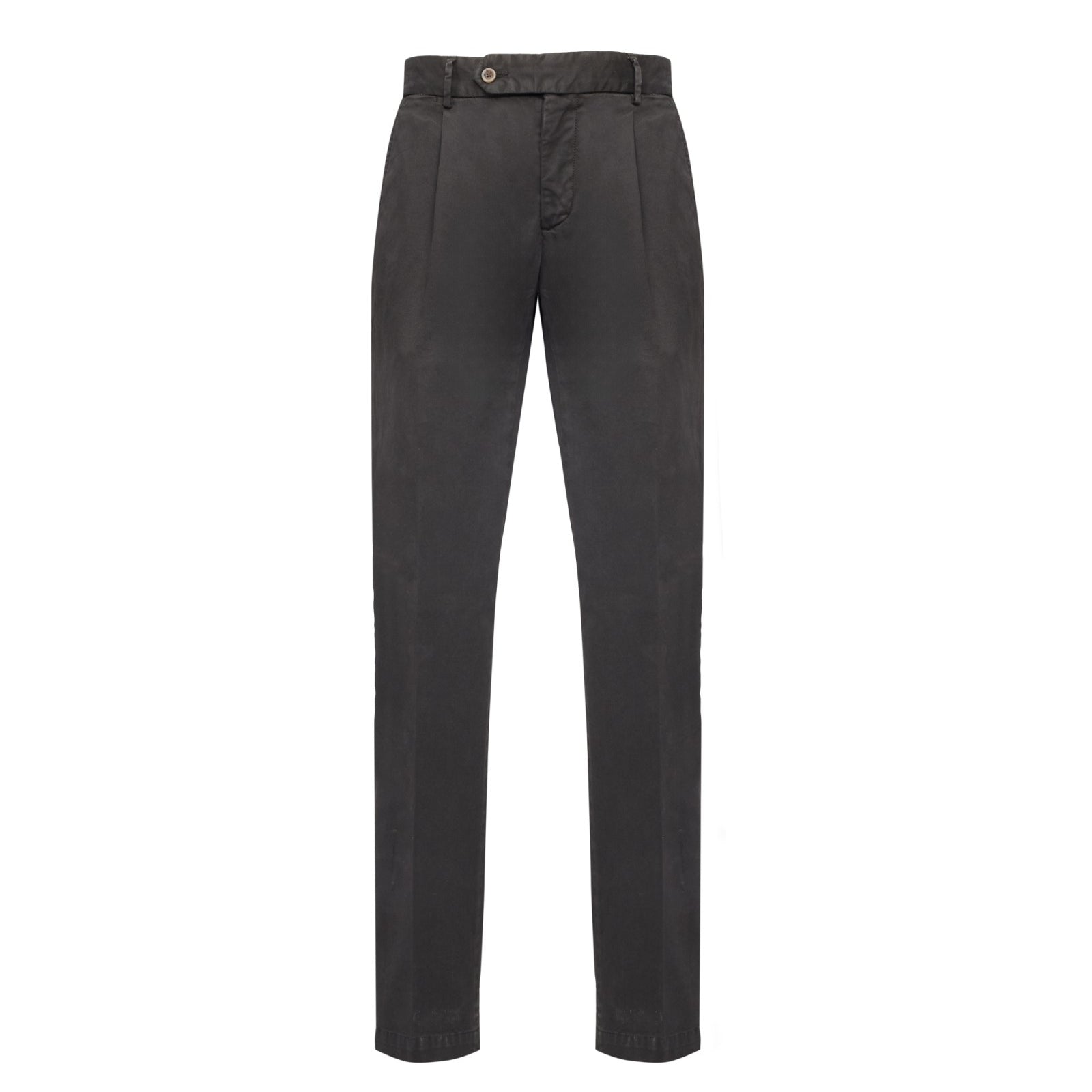 Pantalone pinces gabardina di cotone stretch 44 / MARRONE