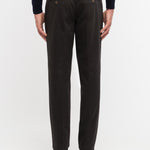 Pantalone pinces gabardina di cotone stretch 44 / MARRONE