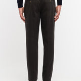 Pantalone pinces gabardina di cotone stretch 44 / MARRONE