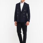 Pantalone pinces gabardina di cotone stretch 44 / BLU