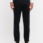 Pantalone pinces gabardina di cotone stretch 44 / BLU