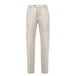Pantalone pinces flanella di lana stretch 44 / BEIGE