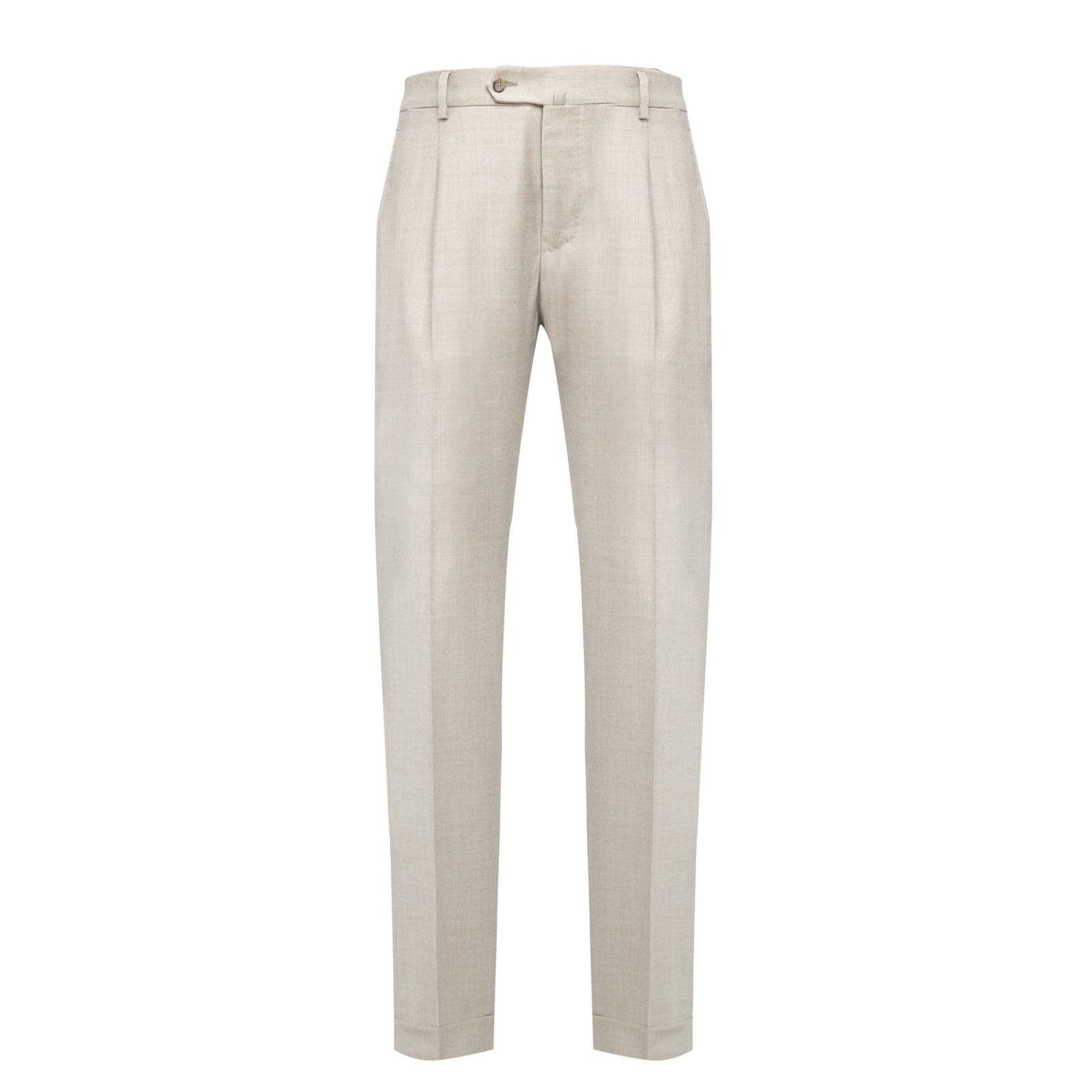 Pantalone pinces flanella di lana stretch 44 / BEIGE