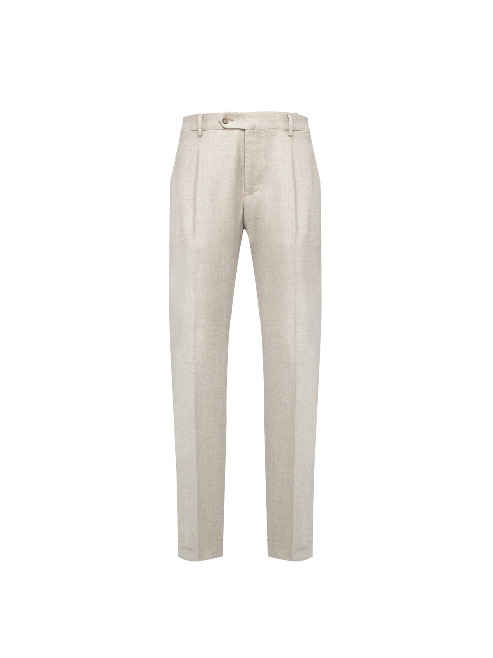 Pantalone pinces flanella di lana stretch 44 / BEIGE