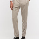Pantalone pinces flanella di lana stretch 44 / BEIGE