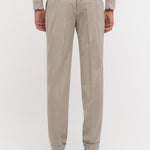 Pantalone pinces flanella di lana stretch 44 / BEIGE