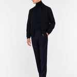 Pantalone pinces flanella di lana stretch 44 / BLU