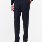 Pantalone pinces flanella di lana stretch 44 / BLU