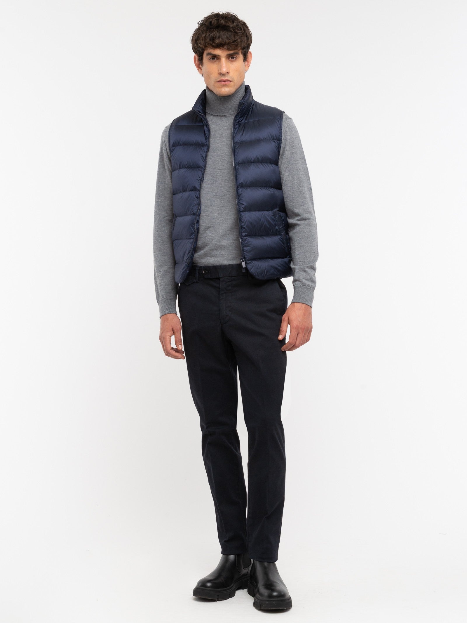 Pantalone slim gabardina di cotone stretch 44 / BLU
