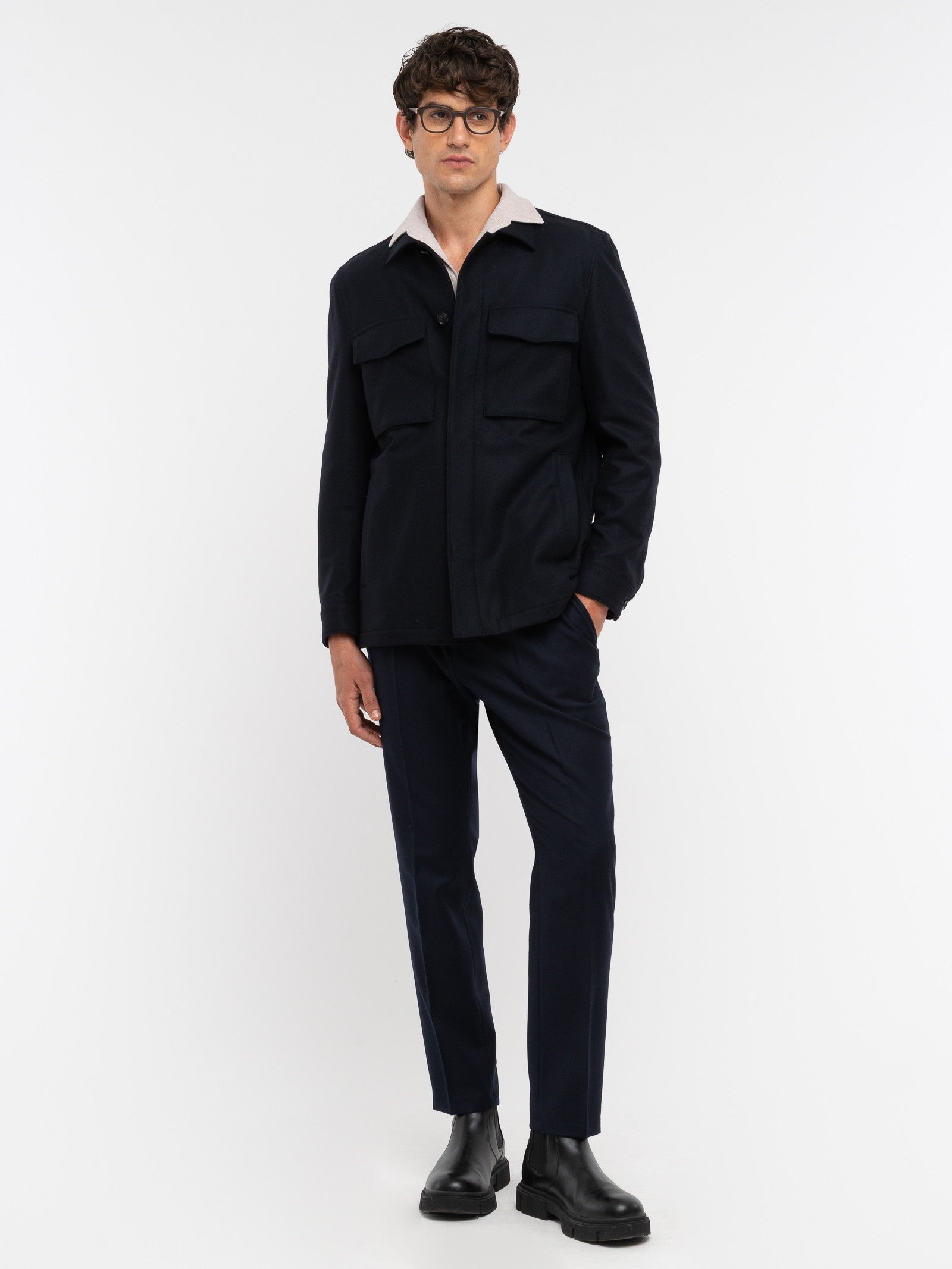 Pantalone jogging flanella di lana stretch 44 / BLU