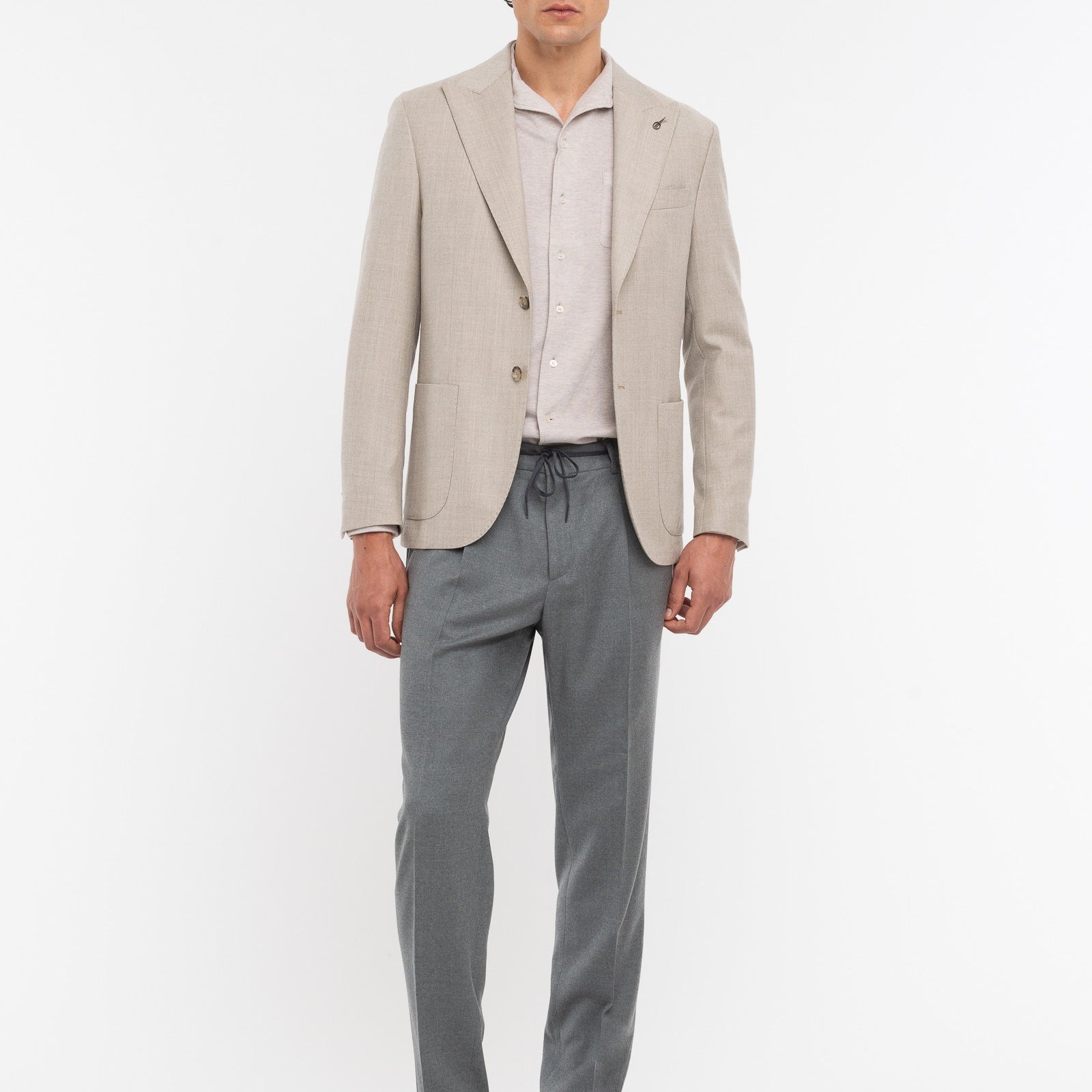 Pantalone jogging flanella di lana stretch 44 / GRIGIO