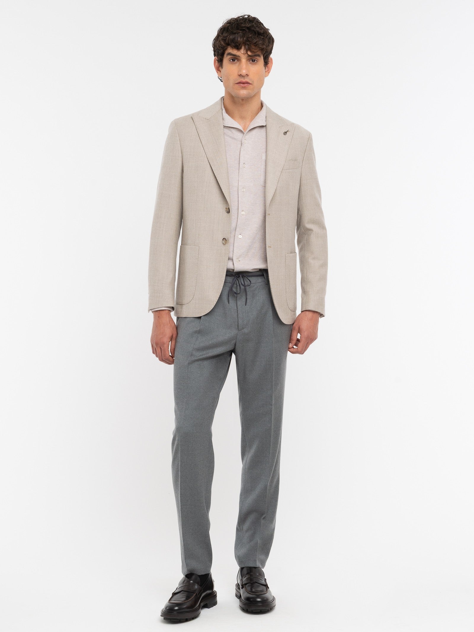 Pantalone jogging flanella di lana stretch 44 / GRIGIO