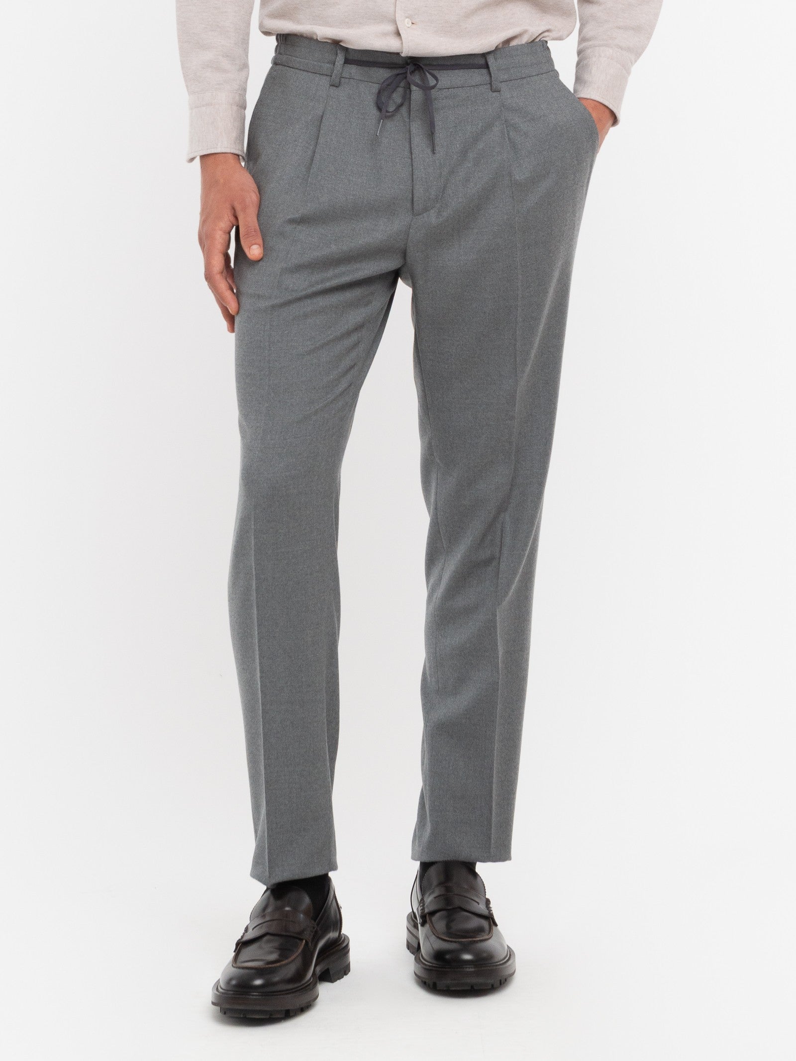 Pantalone jogging flanella di lana stretch 44 / GRIGIO