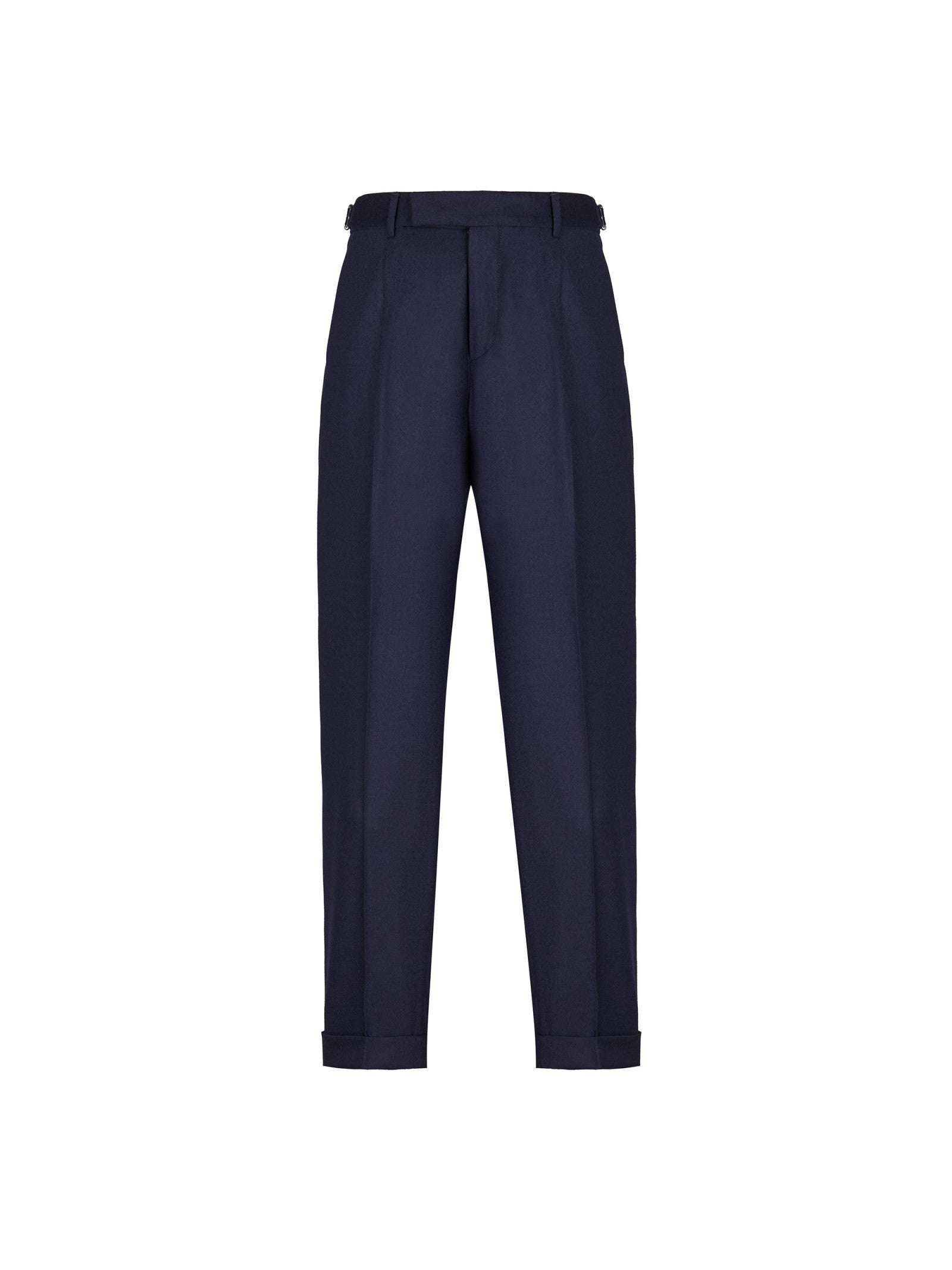 Pantalone pinces flanella di lana stretch 44 / BLU