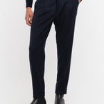 Pantalone pinces flanella di lana stretch 44 / BLU