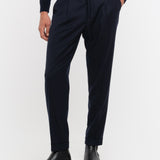 Pantalone pinces flanella di lana stretch 44 / BLU