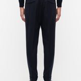 Pantalone pinces flanella di lana stretch 44 / BLU