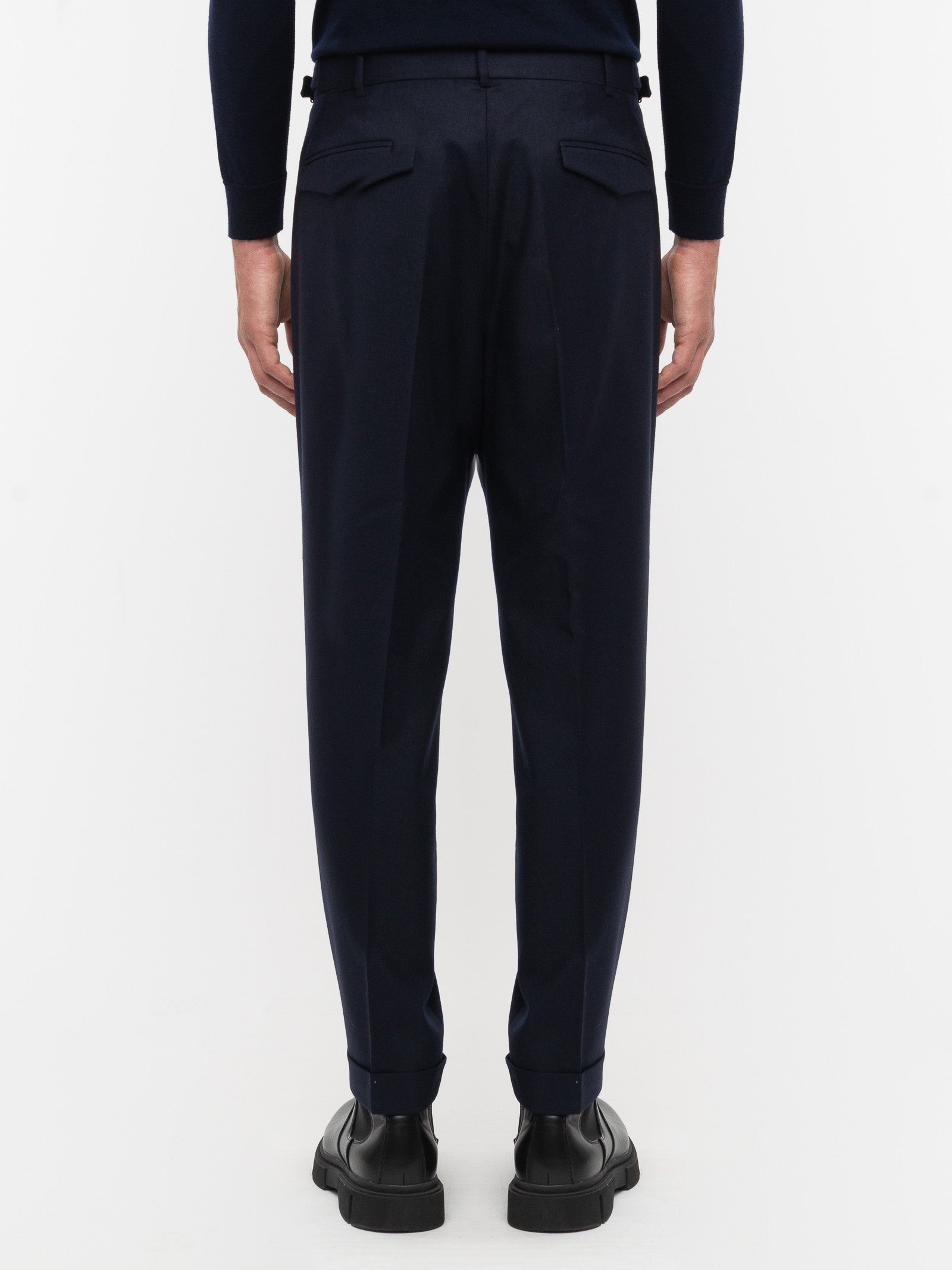 Pantalone pinces flanella di lana stretch 44 / BLU