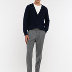 Pantalone pinces flanella di lana stretch 44 / GRIGIO