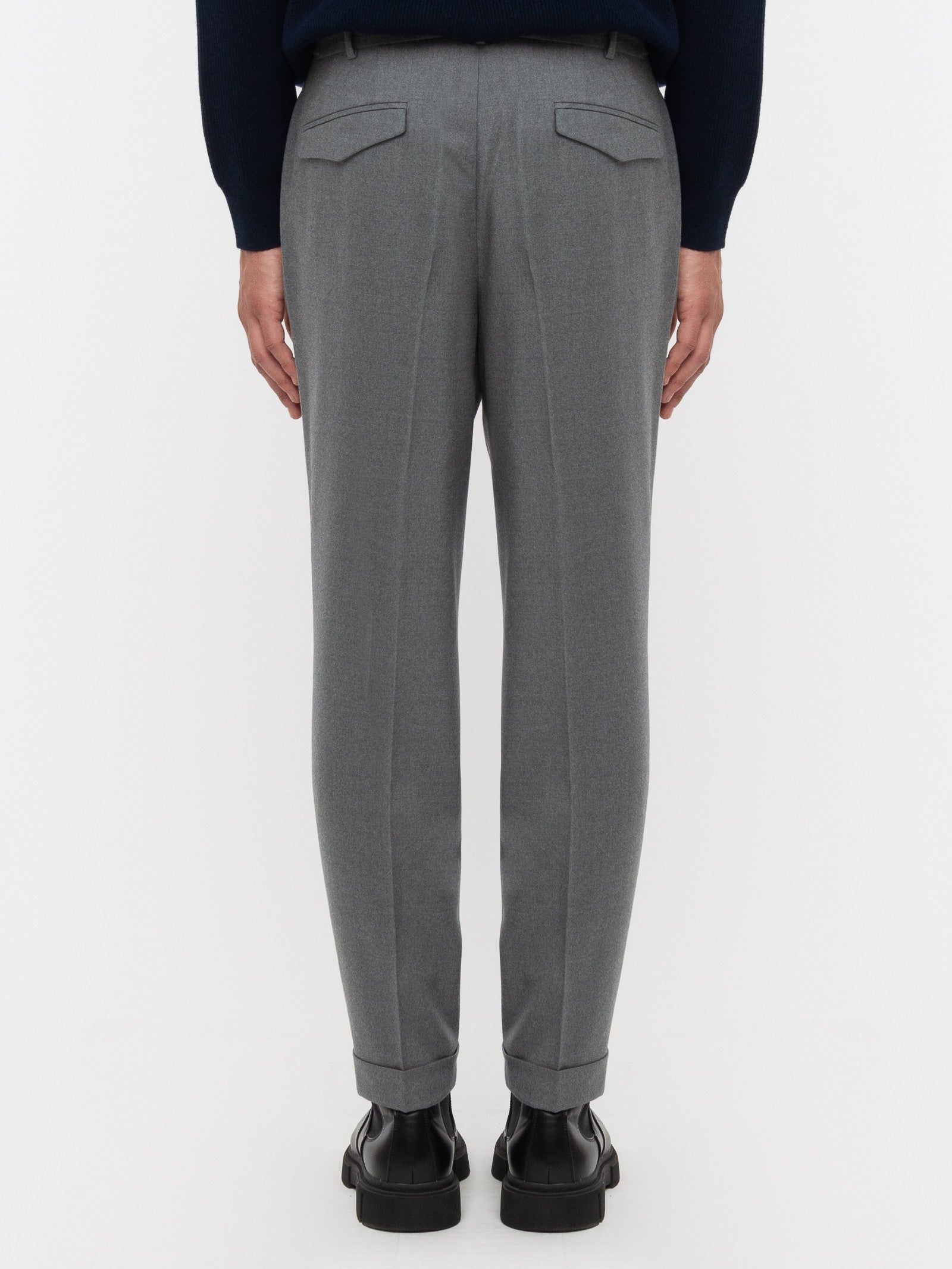 Pantalone pinces flanella di lana stretch 44 / GRIGIO
