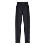 Pantalone pinces flanella di lana stretch 44 / NERO