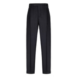 Pantalone pinces flanella di lana stretch 44 / NERO