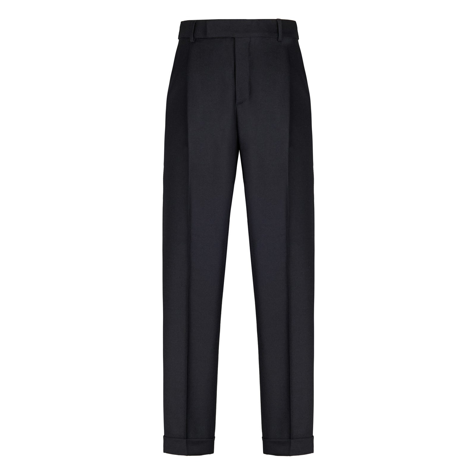 Pantalone pinces flanella di lana stretch 44 / NERO