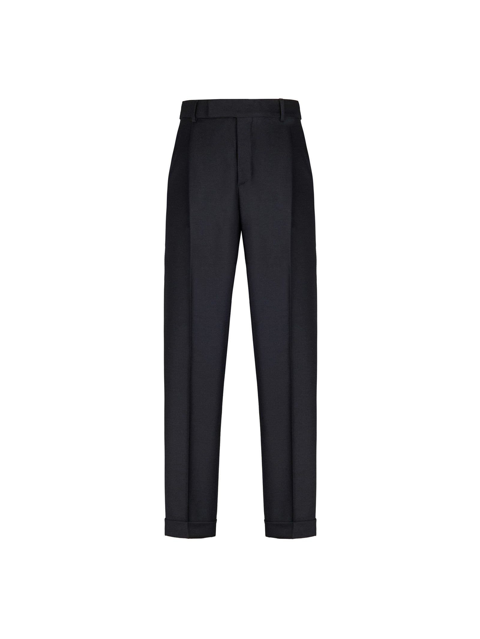 Pantalone pinces flanella di lana stretch 44 / NERO