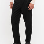Pantalone pinces flanella di lana stretch 44 / NERO