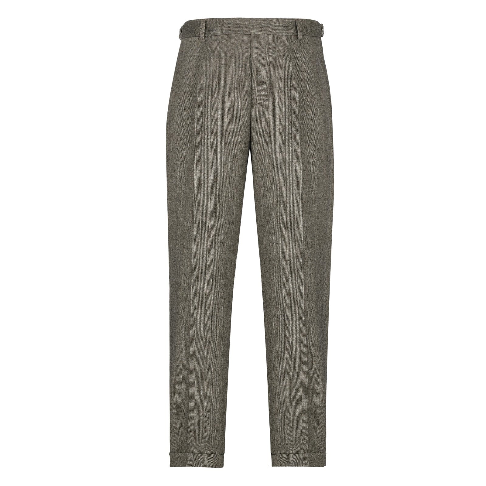 Pantalone pinces maxi resca misto lana stretch 44 / MARRONE