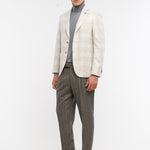 Pantalone pinces maxi resca misto lana stretch 44 / MARRONE