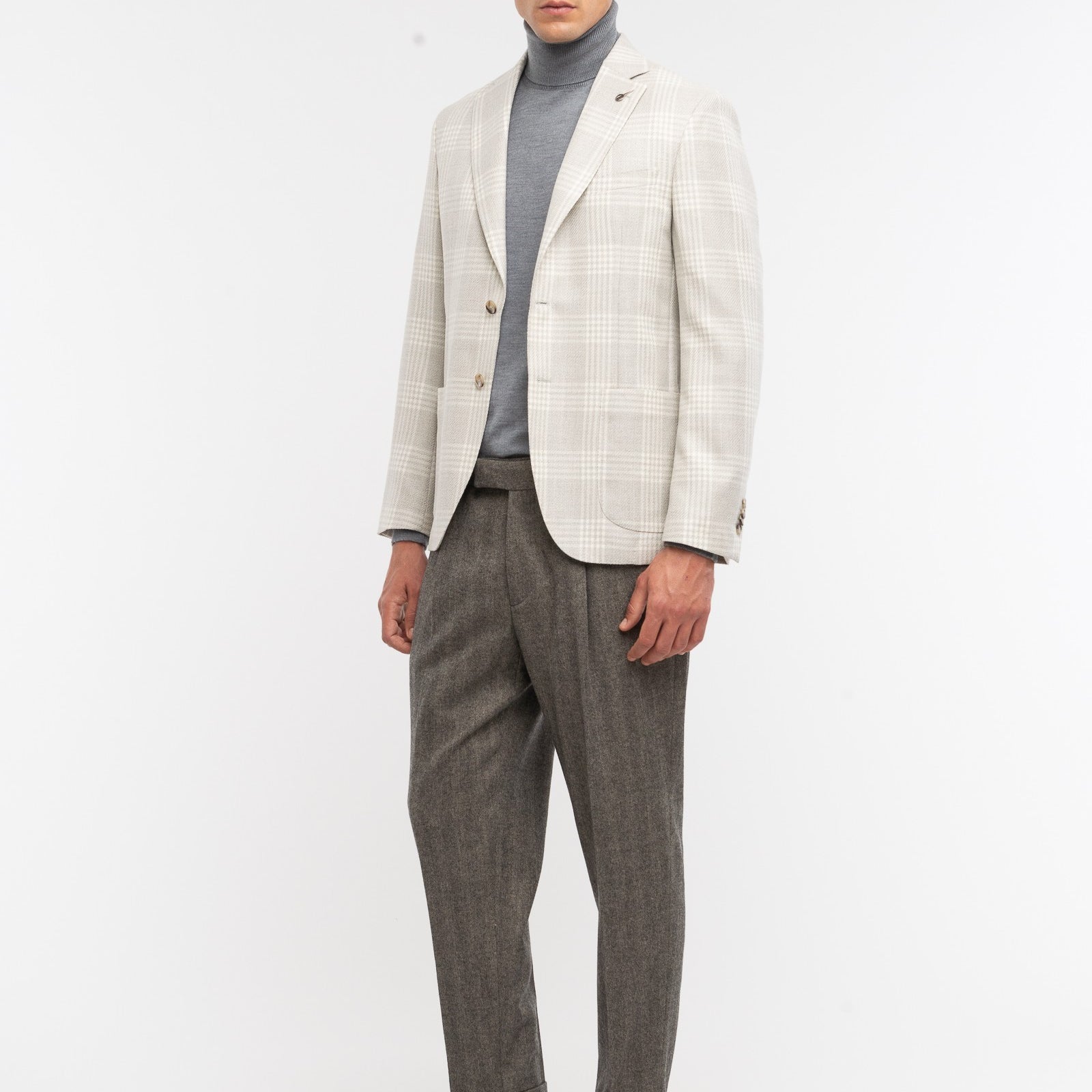 Pantalone pinces maxi resca misto lana stretch 44 / MARRONE