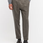 Pantalone pinces maxi resca misto lana stretch 44 / MARRONE