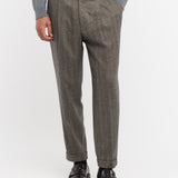 Pantalone pinces maxi resca misto lana stretch 44 / MARRONE