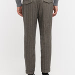 Pantalone pinces maxi resca misto lana stretch 44 / MARRONE