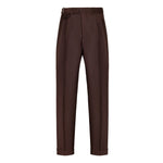 Pantalone doppia pinces flanella di lana stretch 44 / MARRONE