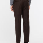 Pantalone doppia pinces flanella di lana stretch 44 / MARRONE
