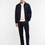 Pantalone doppia pinces flanella di lana stretch 44 / BLU