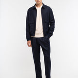 Pantalone doppia pinces flanella di lana stretch 44 / BLU